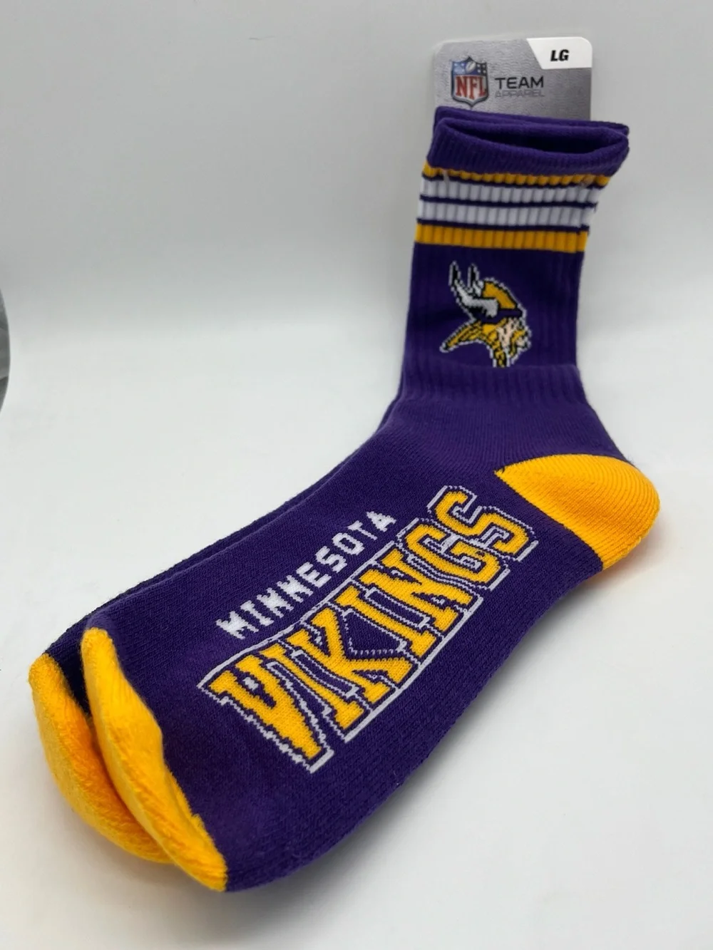 NFL Official Minnesota Vikings Purple, Gold Men’s LG Team Crew Socks